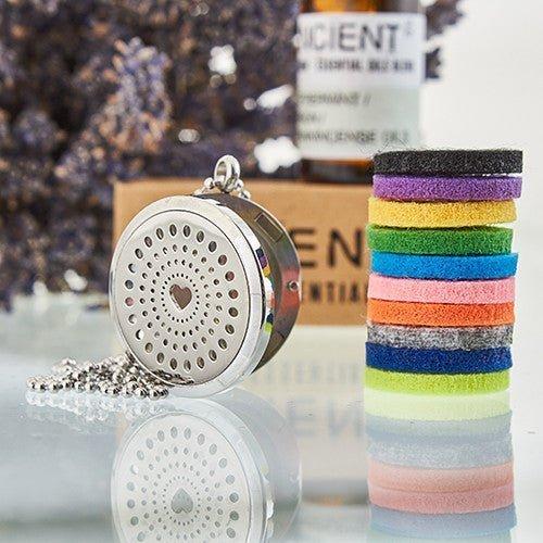 Essential Oil Diffuser Necklace, Heart 30mm 10 Pads