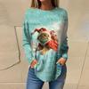 Tee Shirts For Women Casual Round Neck Long Sleeve Shirts Christmas Printing Top Pullover