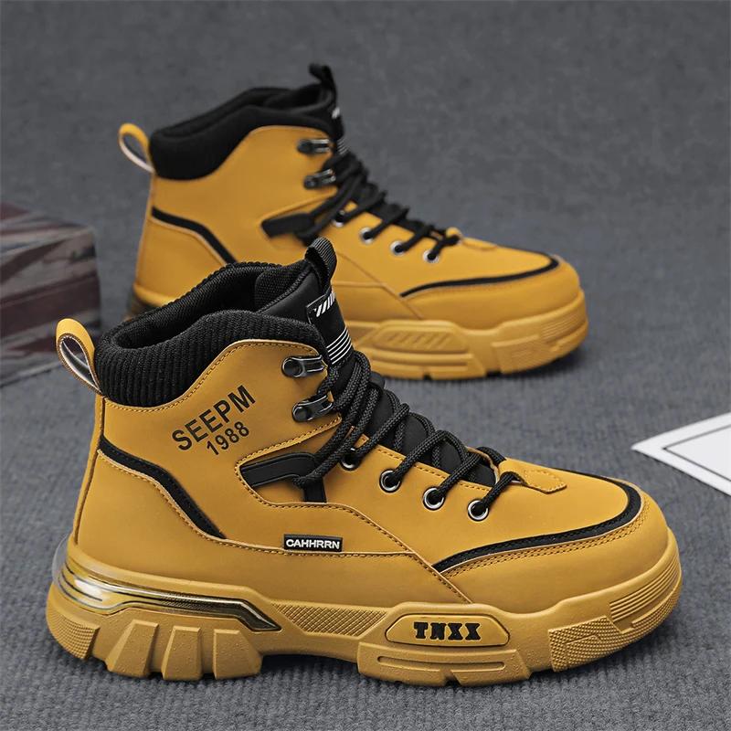 

Ботильоны мужские кроссовки обувь мужские уличные ботинки мокасины мужские кроссовки спортивная и досуговая обувь для мужчин нескользящий круглый носок 44 жёлтый