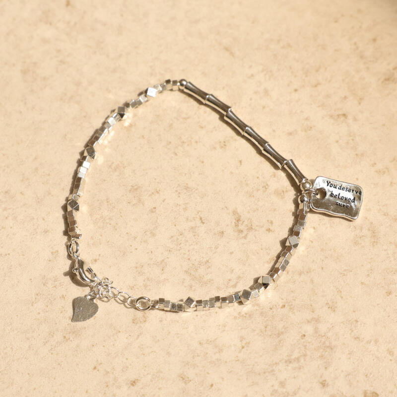 

Legoma 925 Silver Point Pendant Square Bracelet F31 Silver