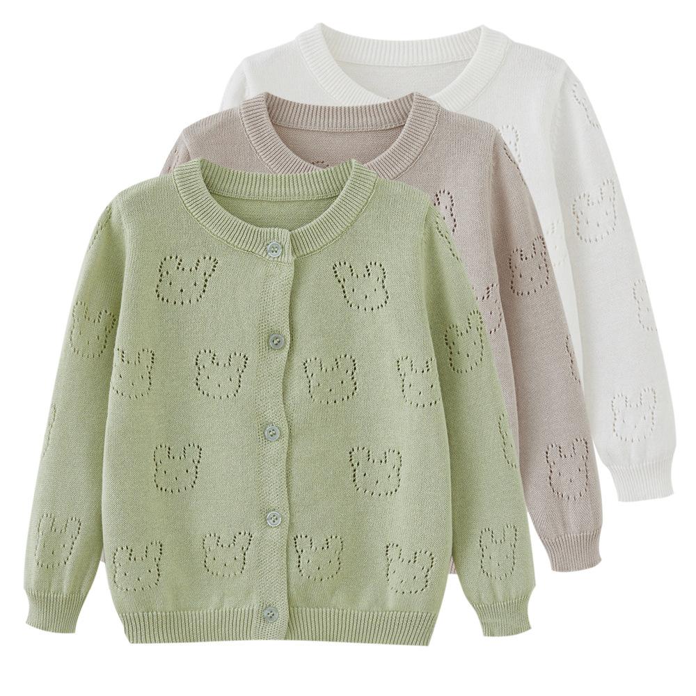 Girls' Small Jacket, Baby Sweater, Knitted Cardigan, Children's Top, Breathable Thin Shirt