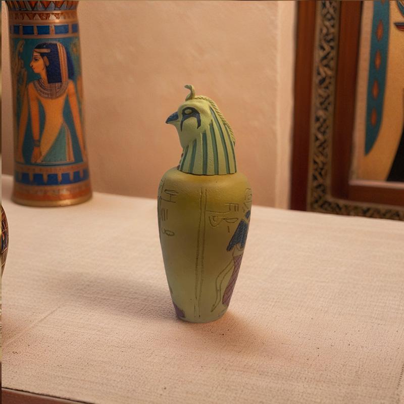 Ancient Egyptian Pharaoh series sculpture Resin pottery jar Colorful Qebehsenuef Family living room table bookshelf decoration
