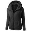Women's 2025 Autumn Winter European American Zipper Hooded Pocket Plush Top Solid Color Casual