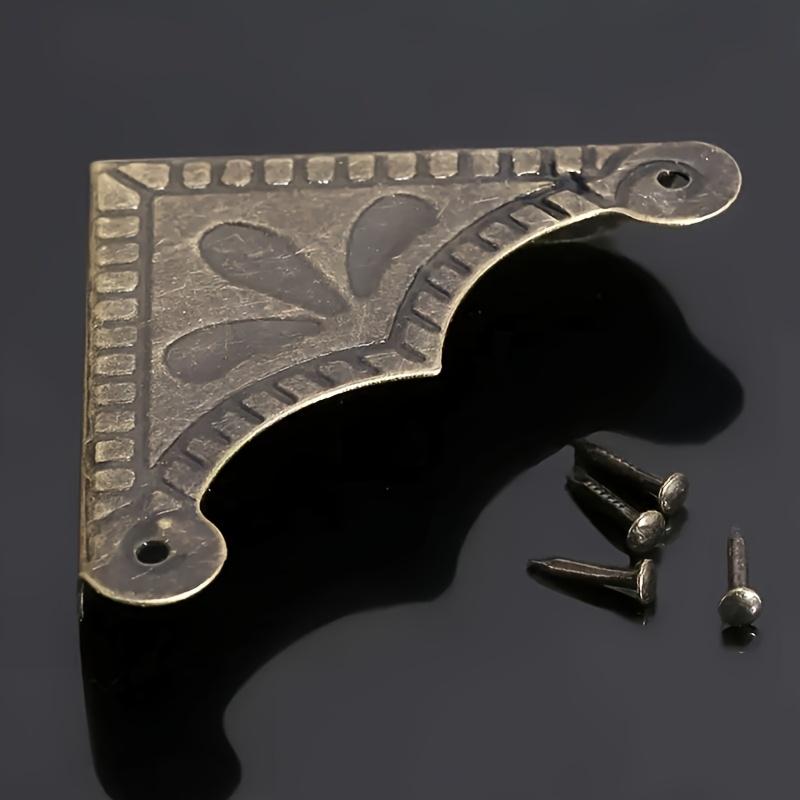8Pcs Furniture Fittings Antique Corner Bracket Jewelry Gift Box Wood Case Decorative Feet Leg Corner Decorative Protector +Nails