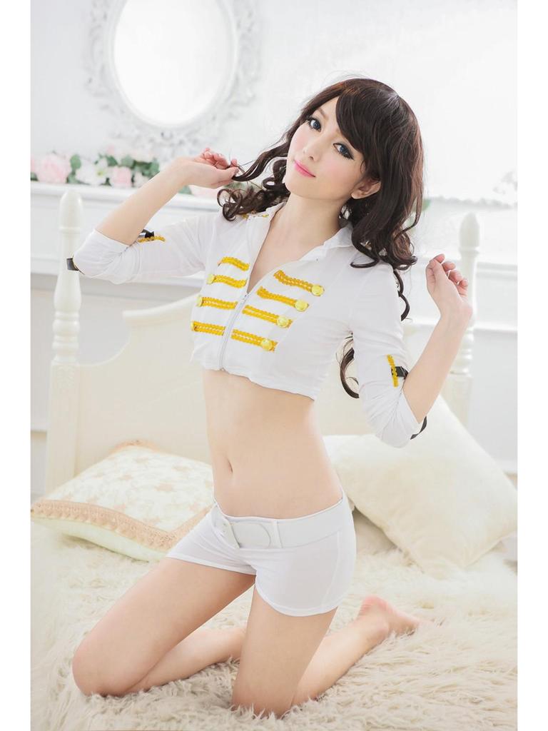 Sexy Cherry Temptation Lingerie: Split Uniform Stewardess & Police Costume for Passionate Nights