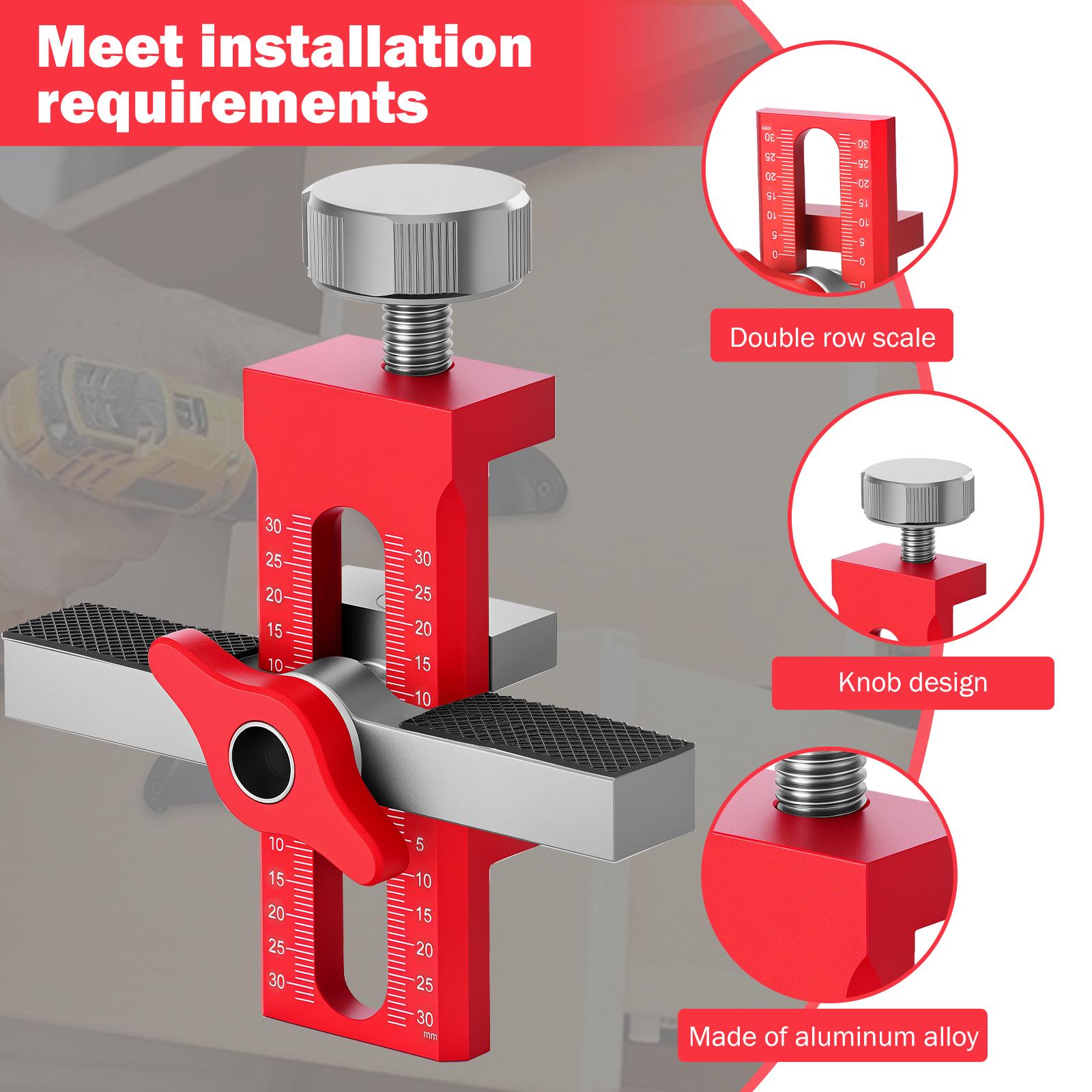 

Aluminum Alloy Cabinet Door Jig Precision Measurement Drilling Tool Easy Adjustment Cabinet Hardware Jig for Cabinet Installati red Style 1