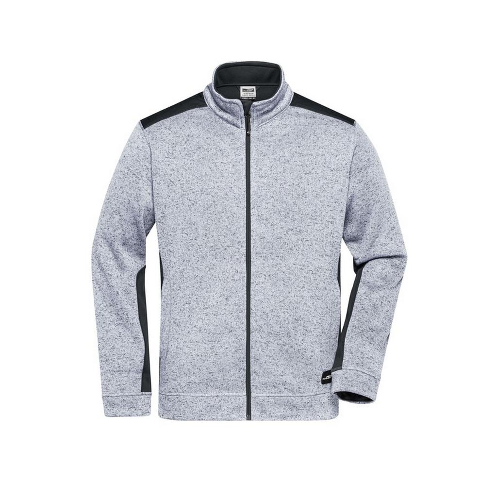 James and Nicholson Mens Strong Knitted Work Fleece Jacket