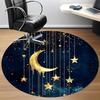 1PC Moon Stars Office Round Area Rug, Mat Suitable For Office, Under Office Chairs Bedroom Living Room Home Decor, Room Deco