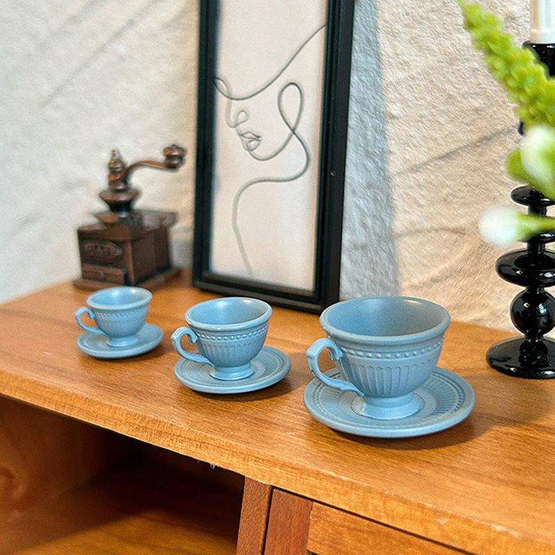 2PCS Small Luxury French Coffee Cup Plate Set Toy Dollhouse Mini Furniture Model DIY Accessories Miniature Scene Decoration