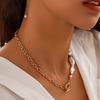 Trend Elegant Jewelry Wedding Baroque Pendant Necklace For Women Imitation Pearl Geometry Chain Choker Necklace N0450