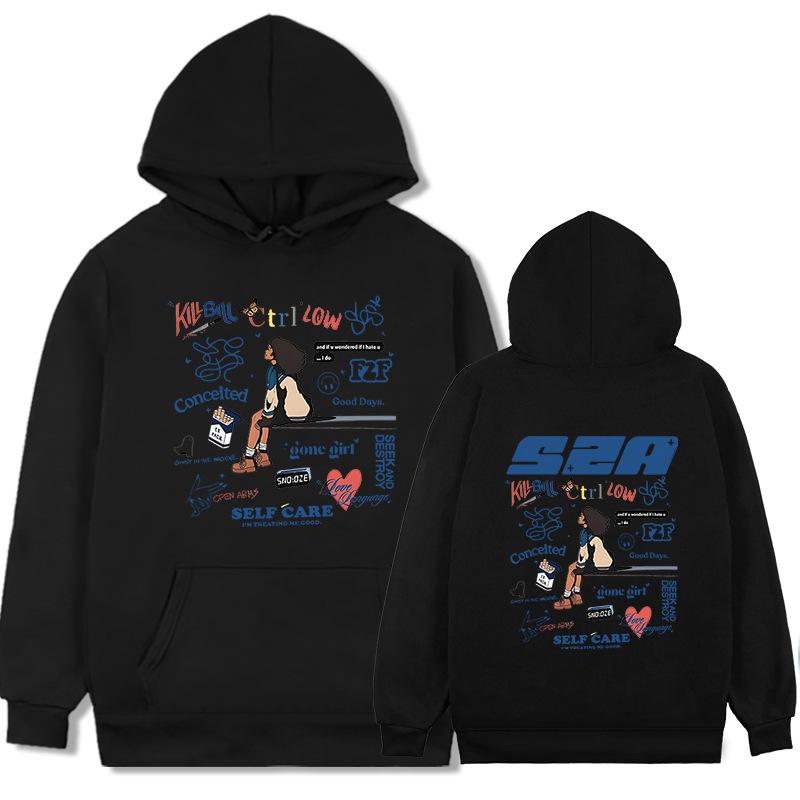 SZA Music Album SOS Print Hoodie Women Unisex Hip Hop Vintage O