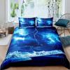 Lightning Duvet Cover Set Sea Wave Natural Disasters Sea Landscape Bedding Set Dark Clouds King Size Polyester Comforter Cover