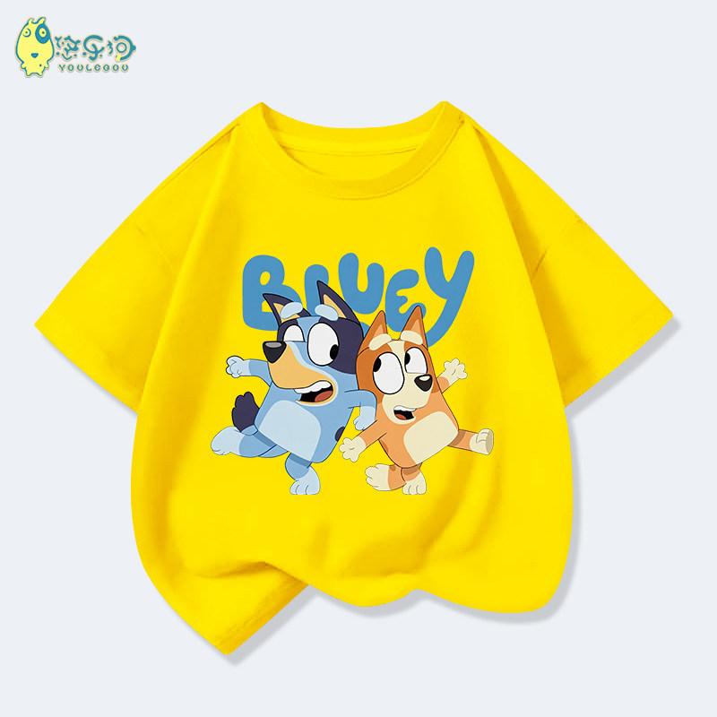 2026 Kids Bluey Cartoon T-Shirt Autumn Winter Short Sleeve Warm Anime Print Comfortable Sweatshirt for Boys and Girls Daily Use