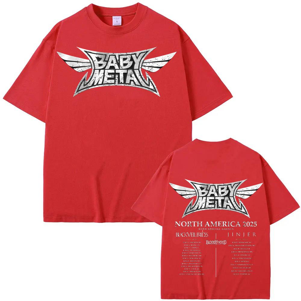

Babymetal North America Tour 2025 T-shirts Vintage Babymetal Japan Metal Rock Band Tshirts Men Women s Pure Cotton Tees Harajuku XXL красный