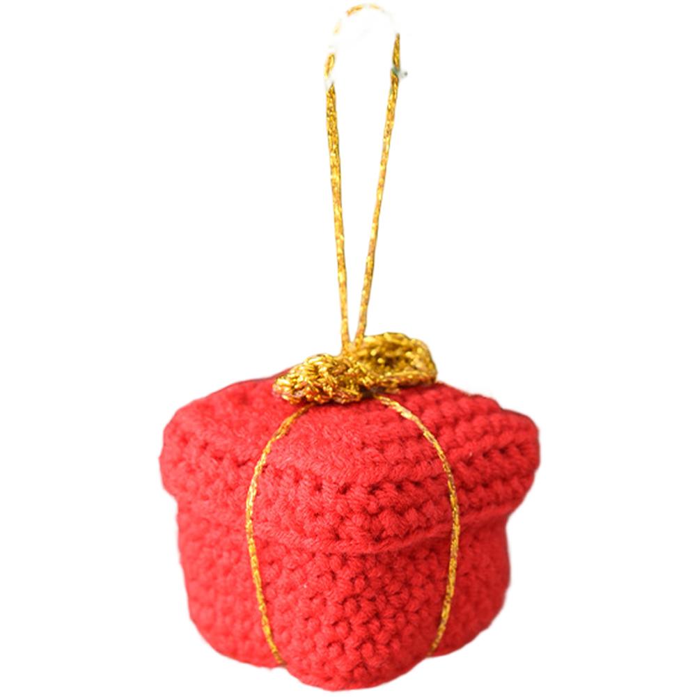 Christmas Yarn Ornaments Mini Tree Decorations In Assorted Shapes, Knit Hanging Decor For Festive Holiday And Seasonal Home