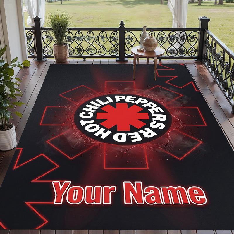 Custom Text Printed Rug Red Hot Chili Peppers Non Slip Floor Carpet For Home Room Decor