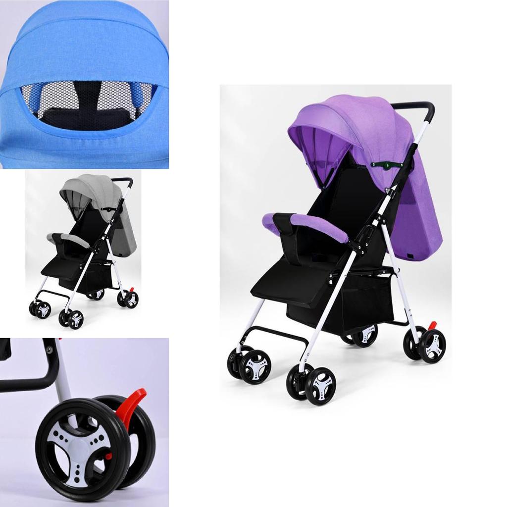 Lightweight Versatile Baby Stroller For Easy Travel Comfortable Seating And Lying Options