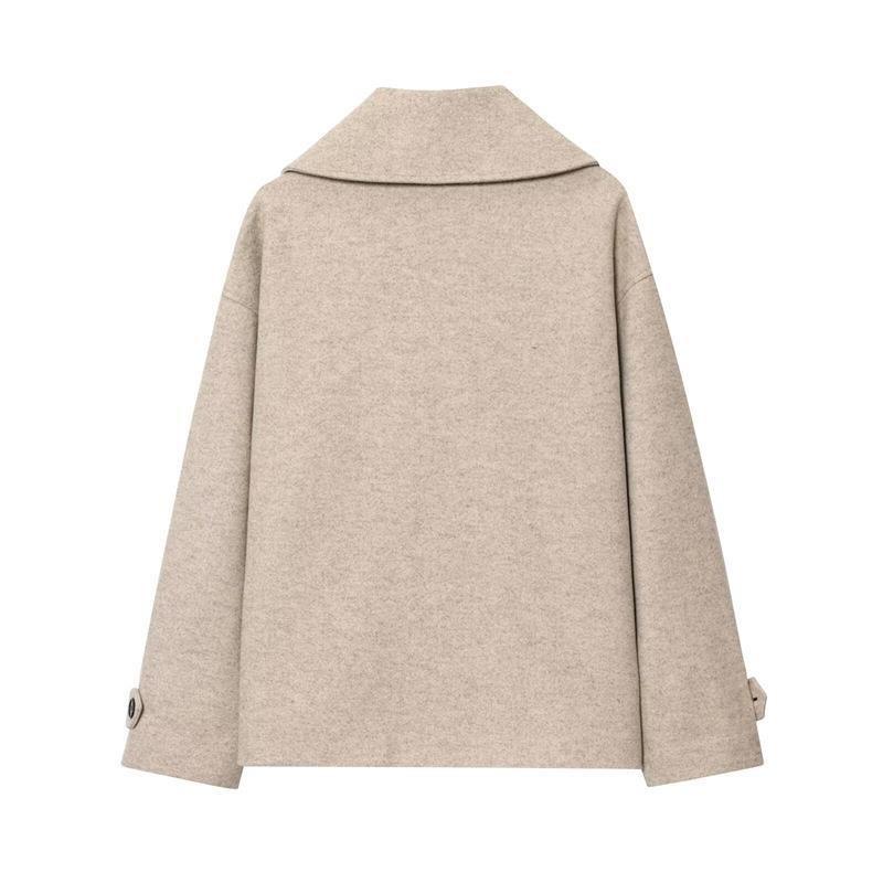 Damen Oversize Zweireihiger Wollmischmantel Langarm Street Style Lockerer Schnitt 2025