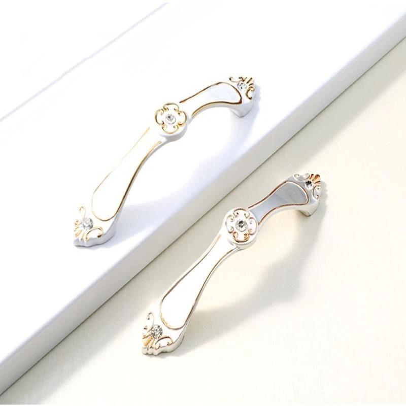Modern Nordic Cabinet Handles White Amber Aluminum Alloy Black Drawer Pulls For Furniture Door Knocker