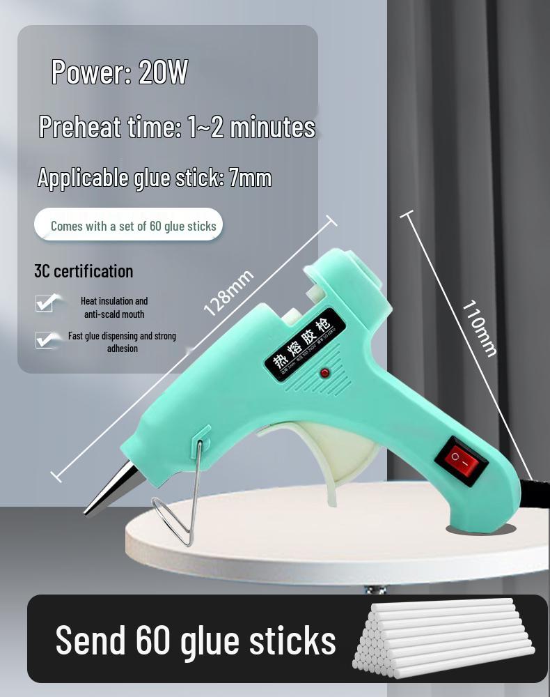 Electric Hot Melt Glue Gun with High Viscosity 11mm Glue Sticks for Household and Crafts