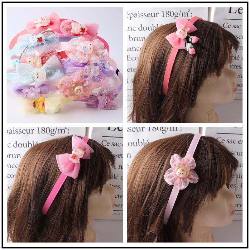 Korean Style Transparent Bow Headband for Children - Cartoon Hair Accessories for Girls