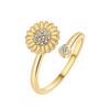 Adjustable Rotating Zircon Flower Ring Versatile Anxiety Relief Stress Reducing Fashion Jewelry For Women