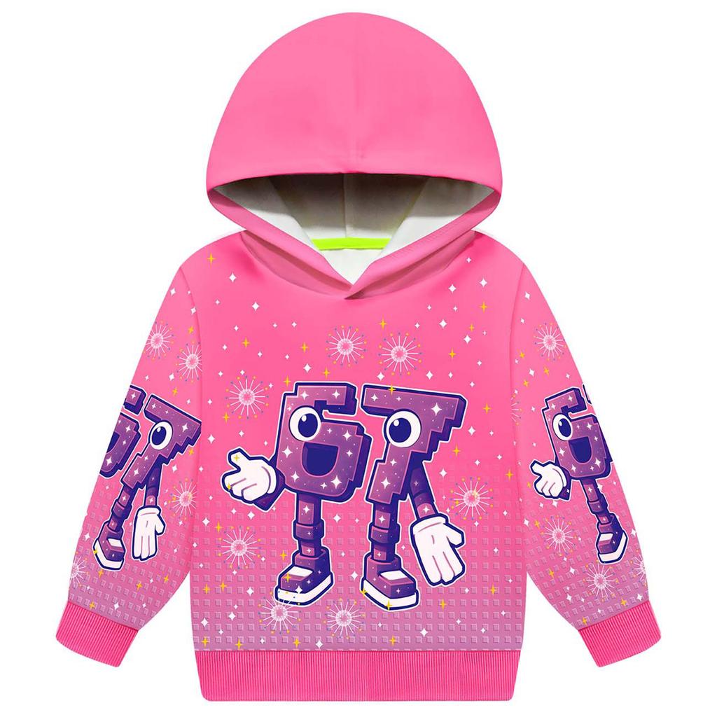 Modna dziecięca bluza z długim rękawem, nadrukiem i kapturem, luźna, dopasowana