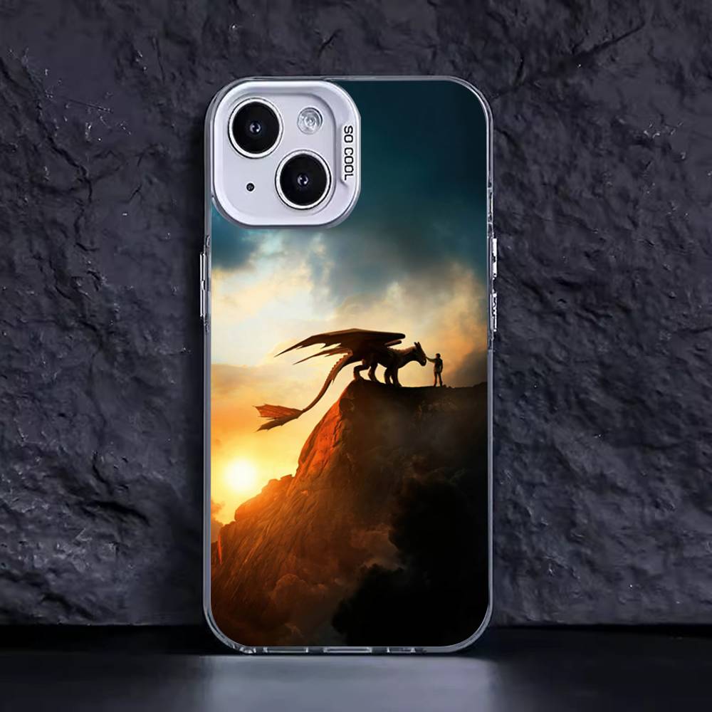 Härligt Par Tandlös Vredesdrake Mobilskal För IPhone 17 16 15 14 13 12 11 Plus Pro Max Färgglatt Skal