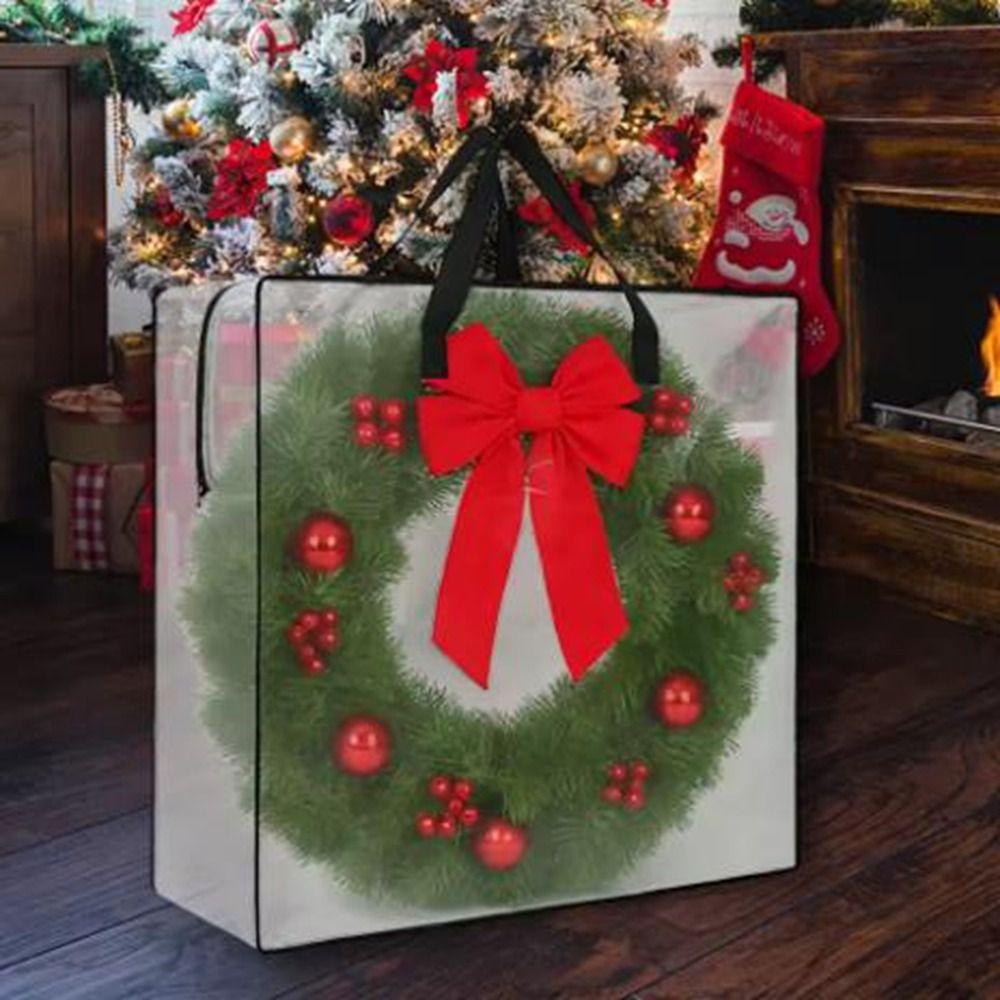 Large Capacity Christmas Wreath Storage Bag Dustproof Waterproof Christmas Garland Packing Bags with Handle and Zipper Foldable