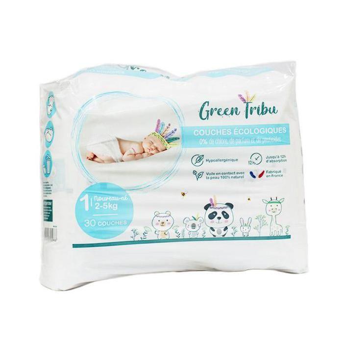 Green Tribu Couches Ecologiques Taille 1 2-5 Kg 30 Unités