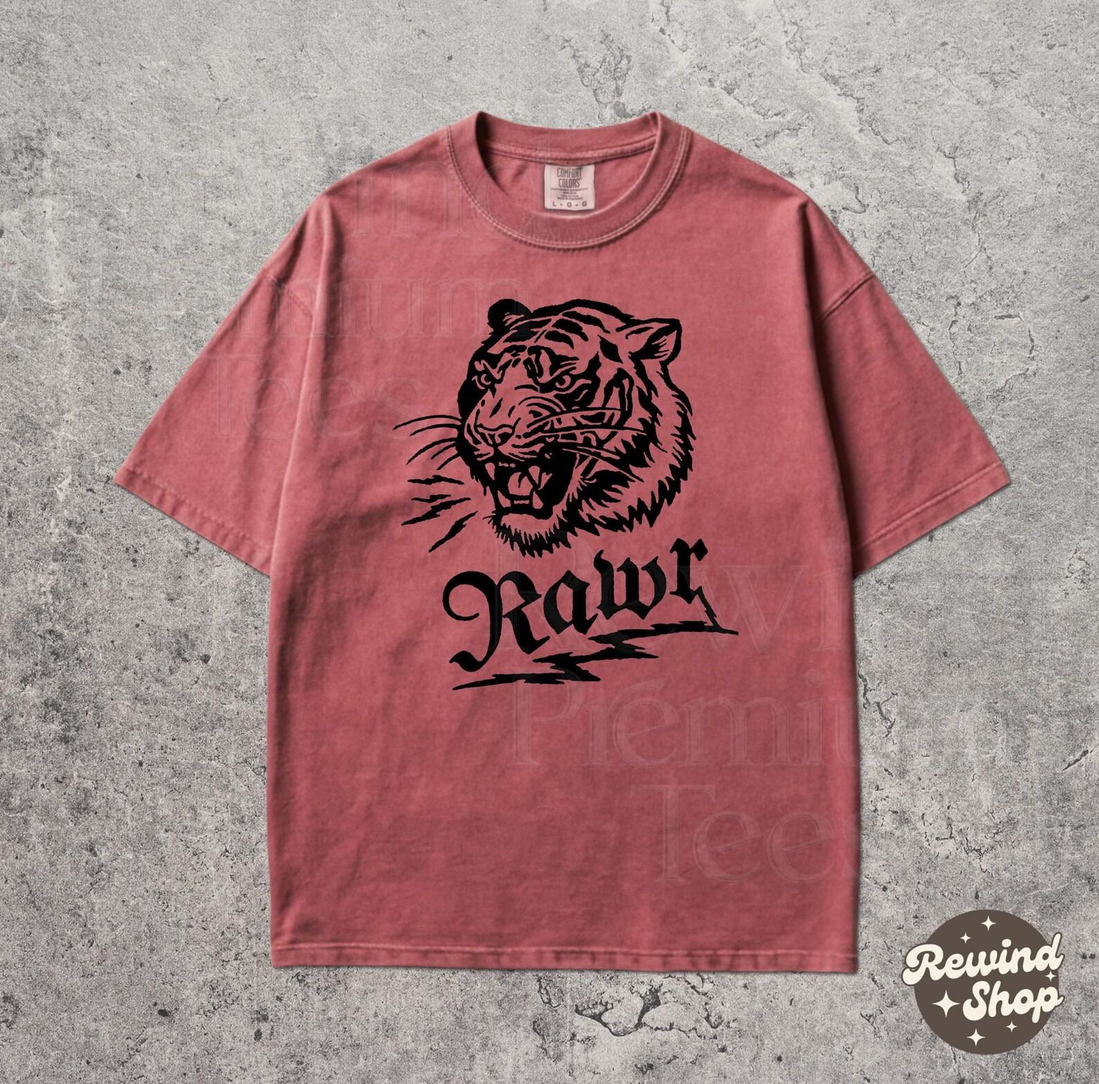 Retro Rawr Tiger Comfort Colors Shirt - Vintage Wild Animal Tee - Tiger Aesthetic Tshirt XL