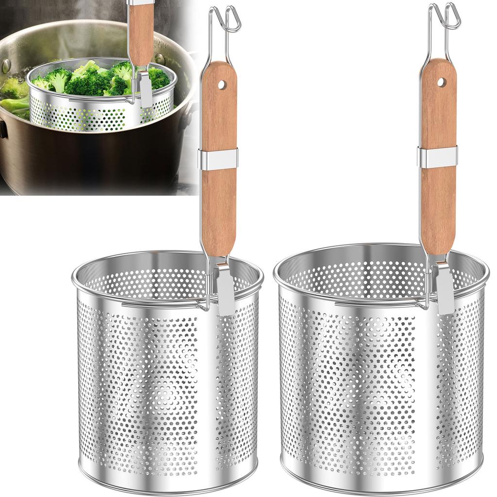 2Pcs Stainless Steel Funnel Basket Pasta Basket Kitchen Cooking Noodles Strainer Accessories Multifunctional Deep Fry Basket