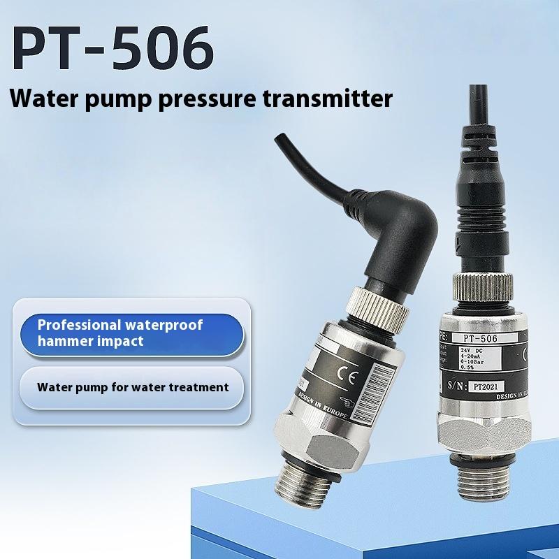 1Pcs Transducer For Water Pump Hydraulic Air Oil Liquid 24V Industrial Pressure Transmitter 4-20Ma G1/4 Pt-506 Pressure Sensor
