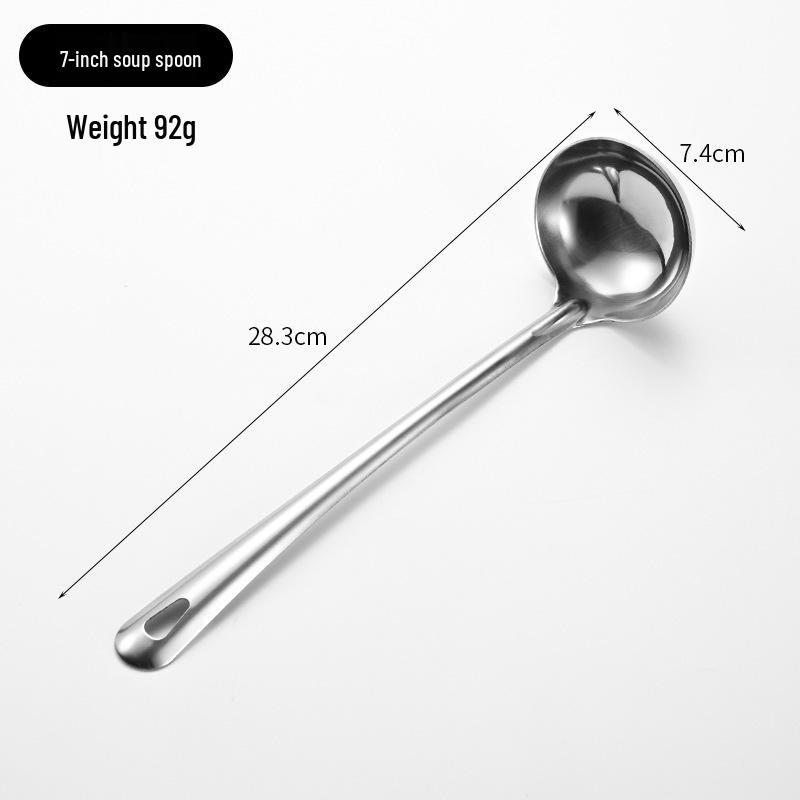 Stainless Steel Deep Bottom Soup Ladle and Strainer for Serving Soup and Porridge in Restaurants and Kitchens.