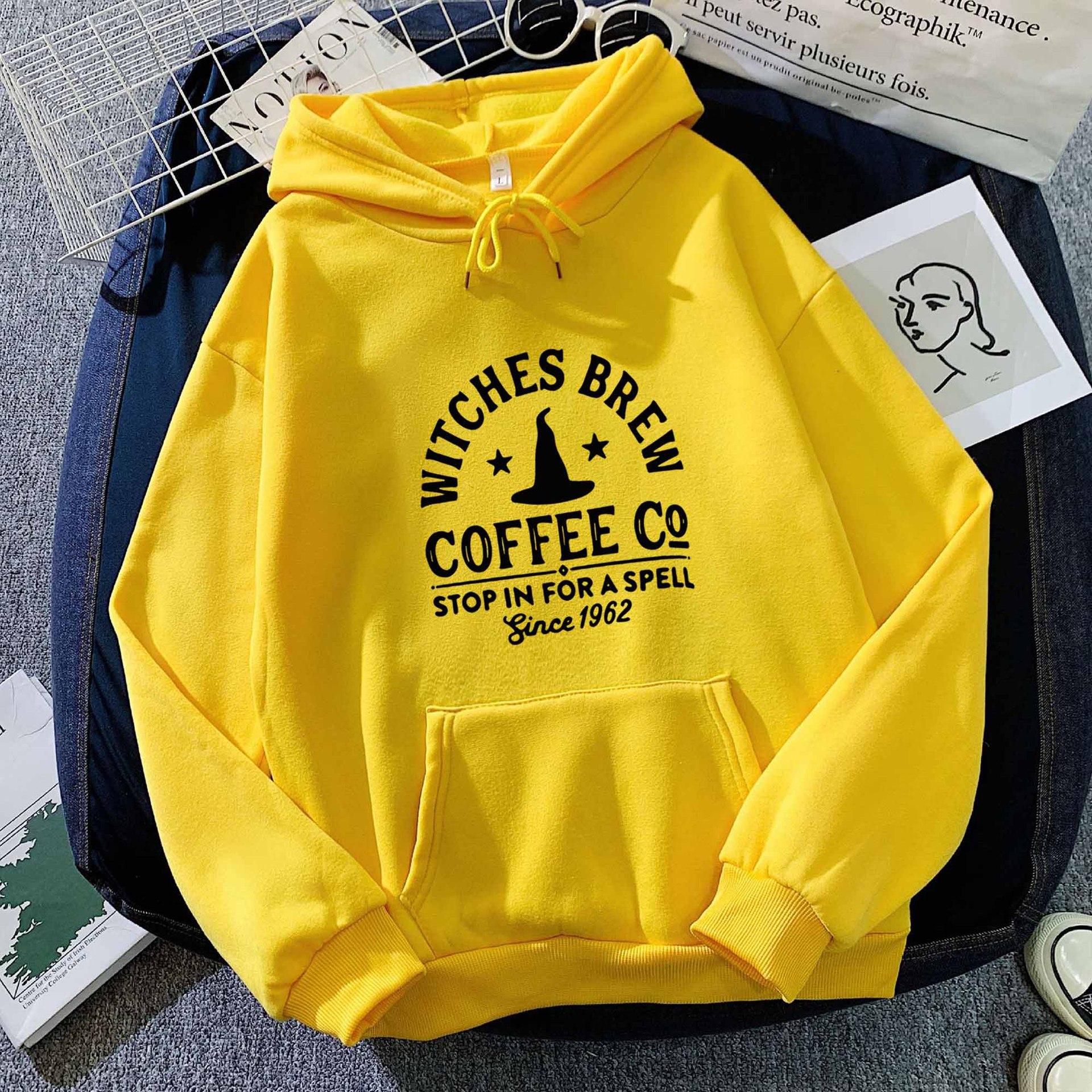 

Amazon European and American Foreign Trade Witch Hat Letter Print Hoodie Sweatshirt Unisex Trendy Casual Simple Top 3XL