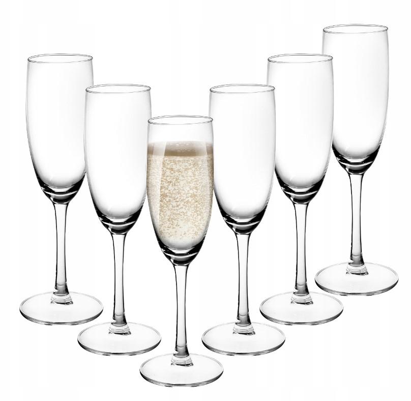 Kieliszki szklane do szampana przezroczyste zestaw 6 sztuk 180ml Diamond