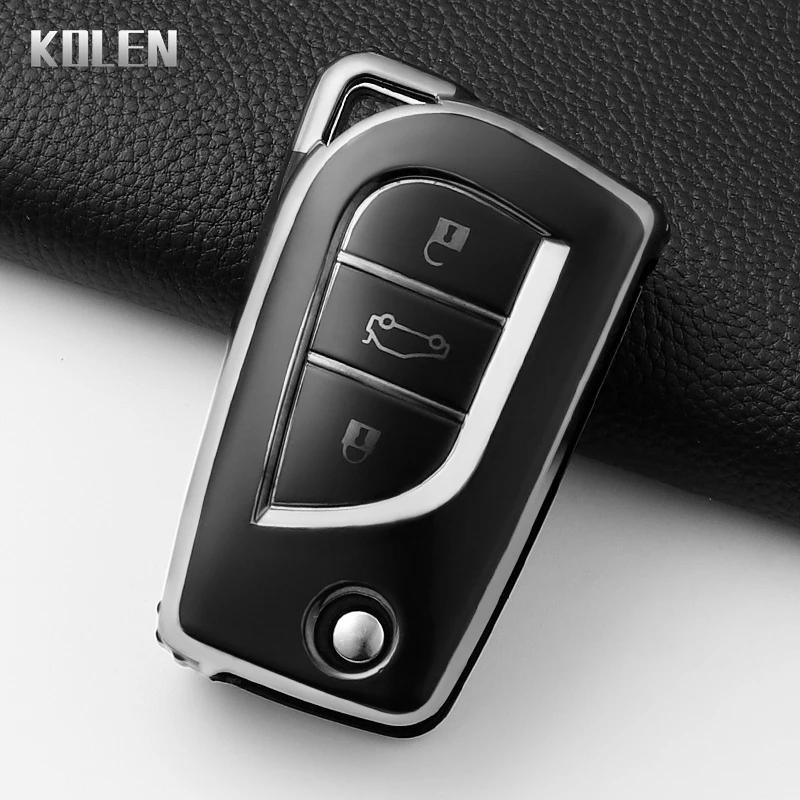 For Toyota Aygo Yaris Highlander Camry Rav4 Corolla Land Cruiser Prado Fashion Tpu Car Key Case Cover Protected Keychain Fob Bag