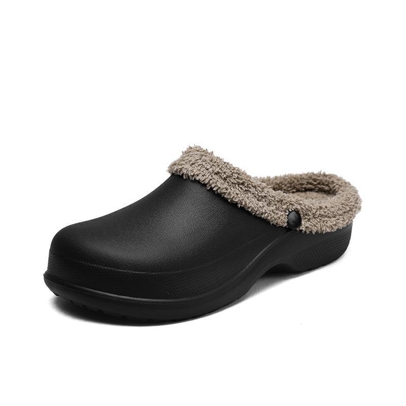 Winter Large Size Plus Velvet Warm Cotton Slippers for Couples - Men's Thick Sole Baotou Slippers