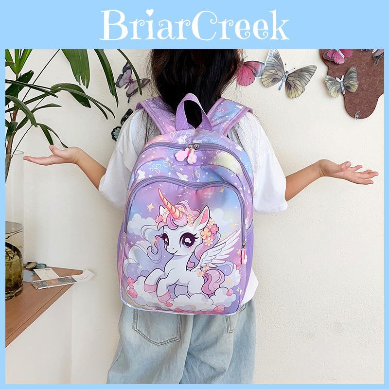 Cute Unicorn Pattern Lightweight Nylon School Backpack For Girls In Bright Colors