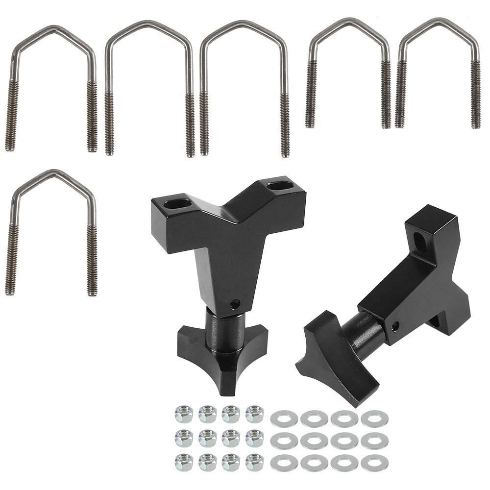 2Pcs Adjustable High Lift Jack Tube Mount Bracket Gasket 1-2.5" (Round/Square) For Jeep Wrangler JK TJ Roof Rack Front JA-1001