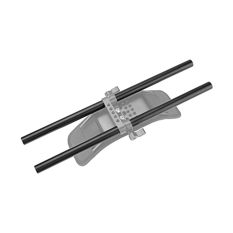 2 Pieces 35cm Long 15mm Diameter Aluminum Alloy Rod with Inner 12mm Thread for Camera Support Systems Black