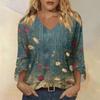 Womens Short Sleeve Blouses V Neck Floral Print Casual Loose Fit Women's Short Sleeve Tops Lightweight Womens Short Sleeve Shirts