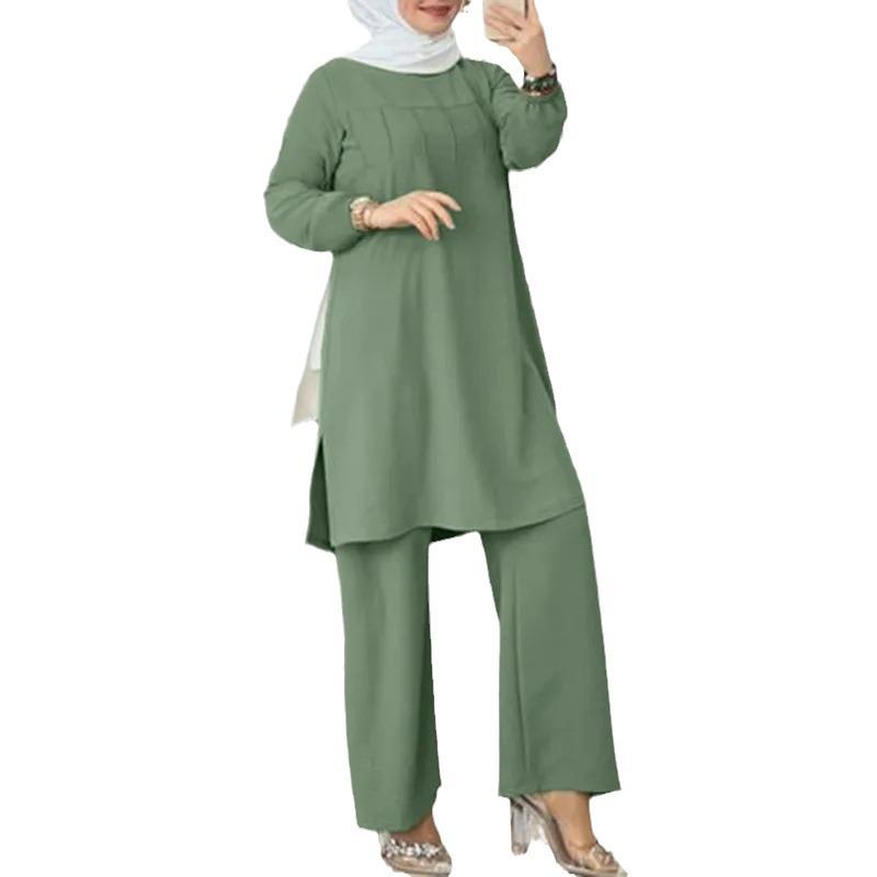 2024 Trendy Muslim Solid Color Outfit Set