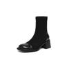 Krazing Pot Microfiber Winter Round Toe Modern Platform Size 33 Boots Size 43 Women Fashion Flock Stretch Ankle Boots