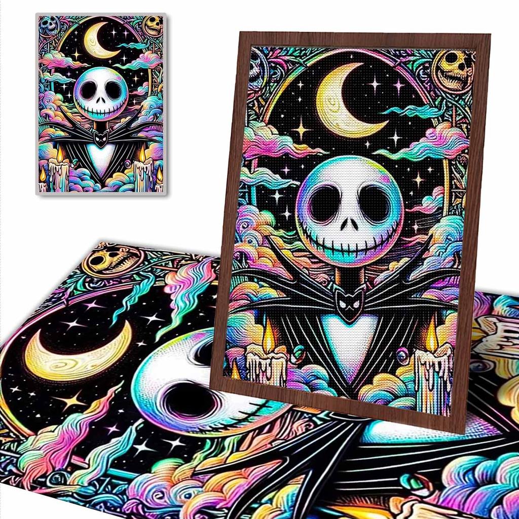 Full Round Diamond Painting Skull and The Moon Art Rhinestone Picture Mosaic DIY 5D Cross Stitch Embroidery Home Decoration