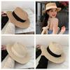 French bucket hat summer visor women's British retro wide-brimmed top hat sun hat vacation beach woven straw hat