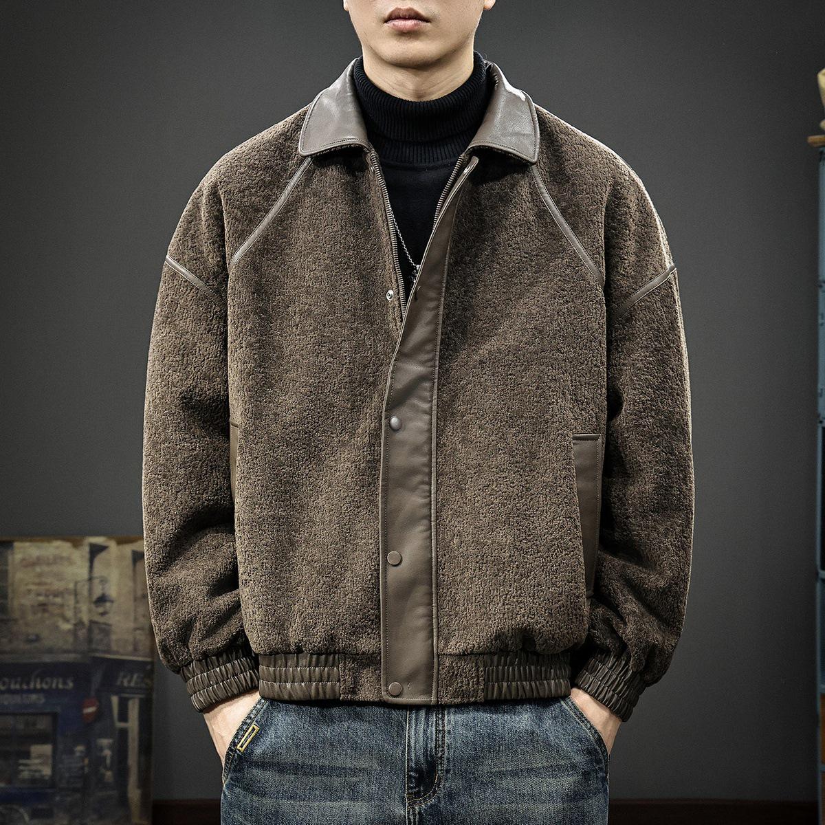 Men s Retro 2025 American Winter White Duck Down Lambswool Jacket 2XL (190-220 catties)