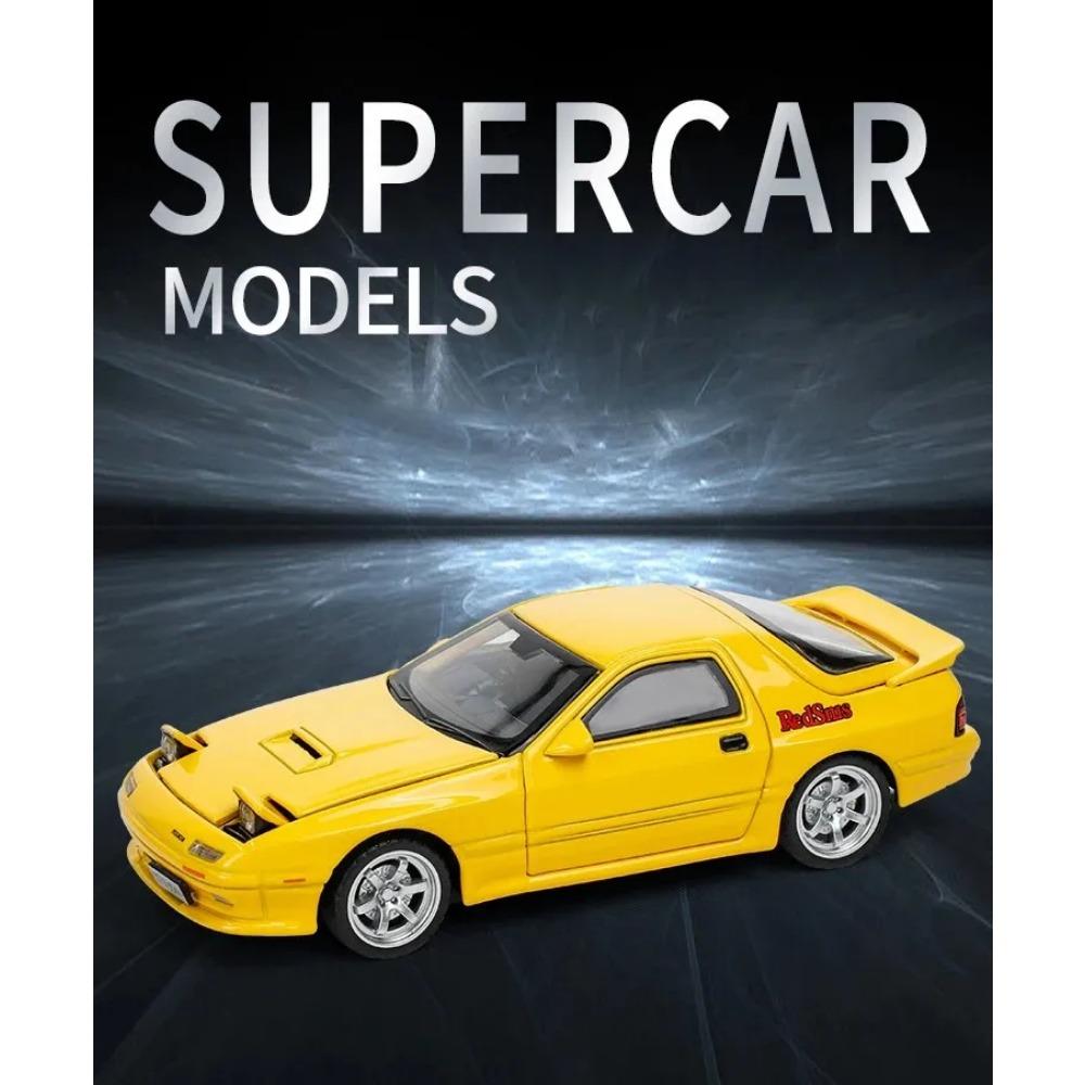 1/32 Scale Mazda RX7 FC INITIAL D Alloy Car Model Diecasts Metal Toy Vehicle Sound and Light Car Toys for Boy Children Gift
