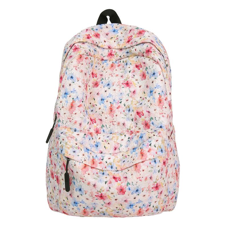 Schoolbag Simple Casual Foam Printed Backpack Sweet Girl Student High Value Backpack Lightweight Small Flower Student School Bag