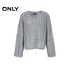 ONLY Women's Loose Asymmetrical Crochet V-Neck Knit Sweater